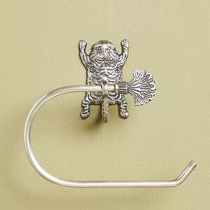 Anthropologie Tibetan Toilet Paper Holder New   Silver Decorative Wall